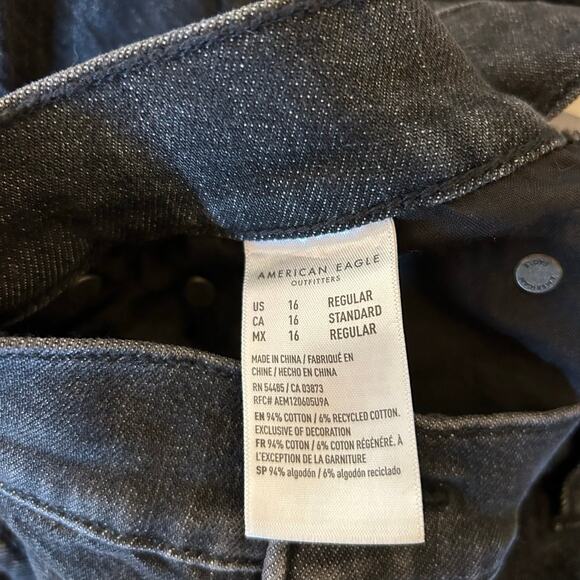 American Eagle Super High Rise Baggy Straight Cargo Jeans Size 16 Grunge Skater - Picture 2 of 6